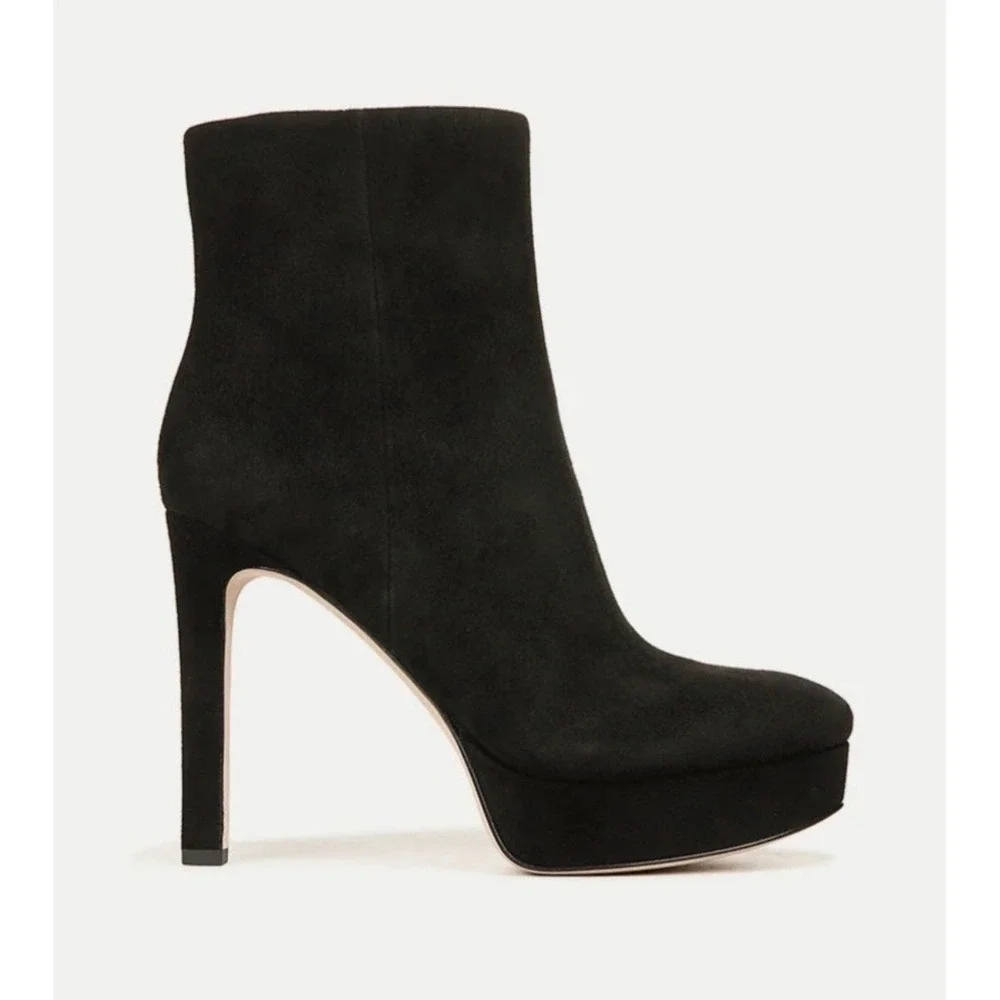 New! Veronica‎ Beard Dali Platform Bootie Black Suede Sz 8.5 $550